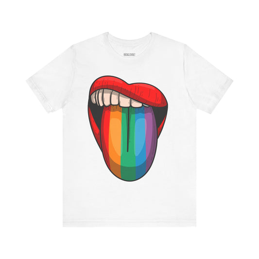 LGBTQ, Tongue Out Rainbow Fun Woke Political T-Shirt, Liberal Democrat Tee, Unisex Bella Canvas Top, Activist Shirt,